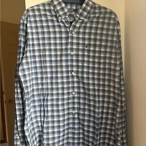 Izod Men's Blue and White Plaid Shirt